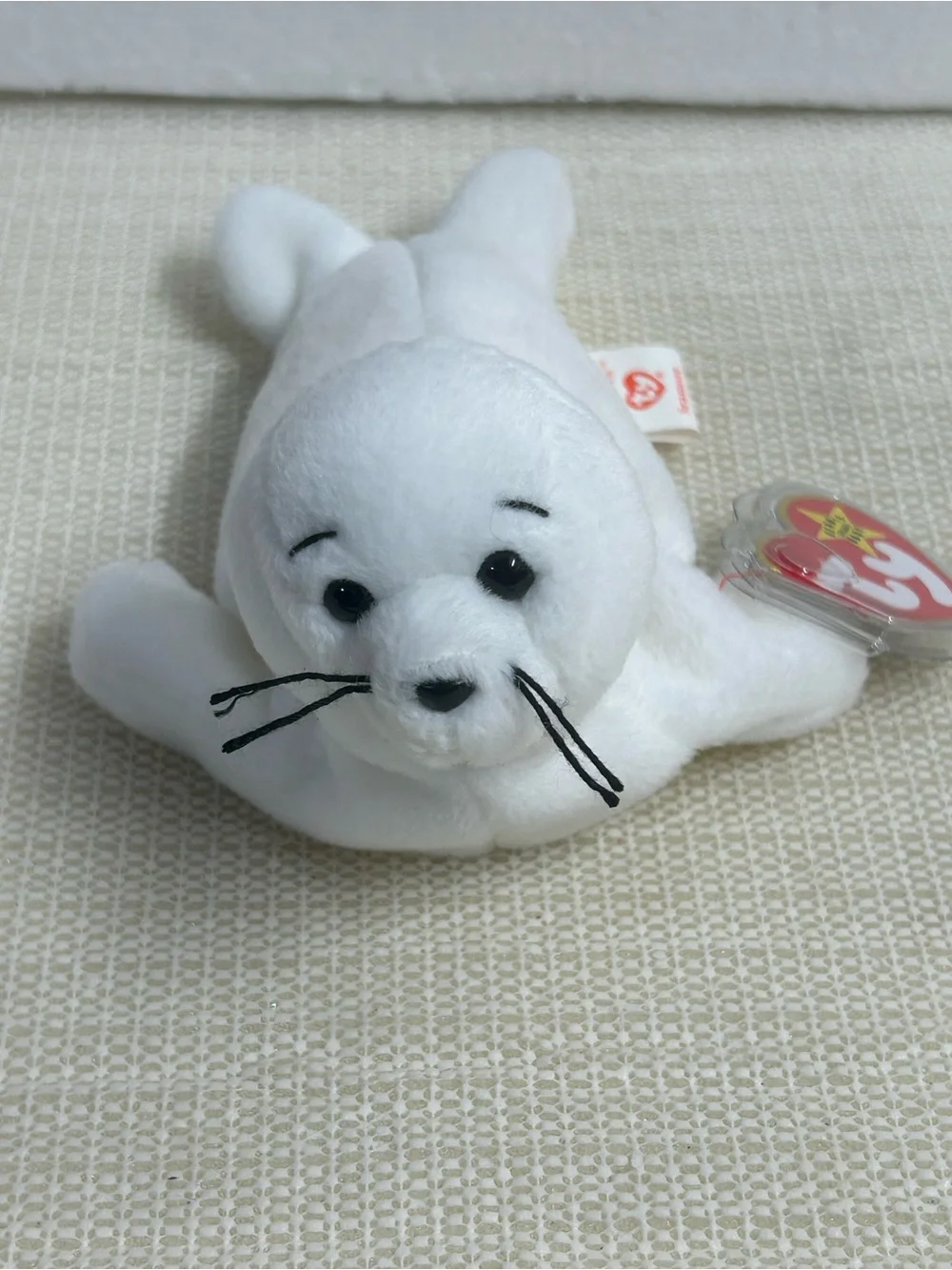 Ty White Plush Seal Beanie Buddy with Bean-Filled Body